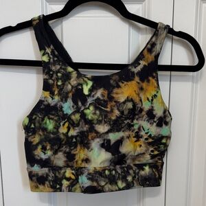 FABLETICS Tie-Dye Scoop Neck Sports Bra - Black, Yellow, Green